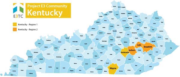 This map shows the Geographic Regions where Project E3 will provide technical assistance.