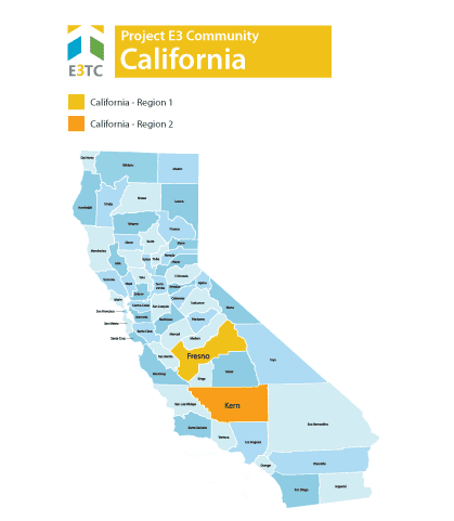 This map shows the Geographic Regions where Project E3 will provide technical assistance.