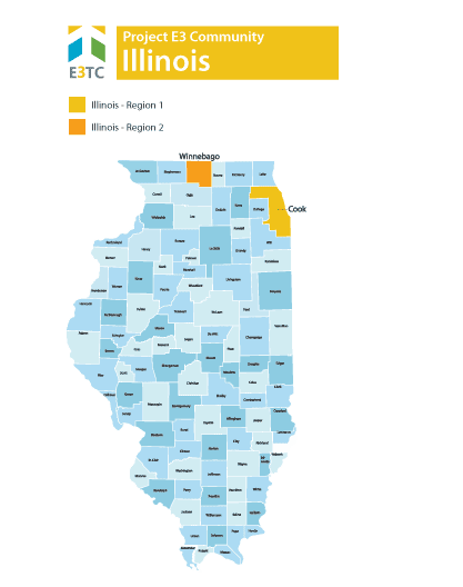 This map shows the Geographic Regions where Project E3 will provide technical assistance.