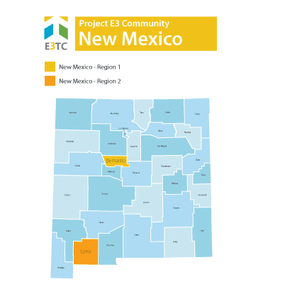 This map shows the Geographic Regions where Project E3 will provide technical assistance.