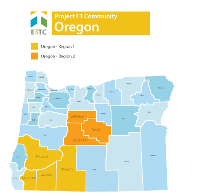 This map shows the Geographic Regions where Project E3 will provide technical assistance.