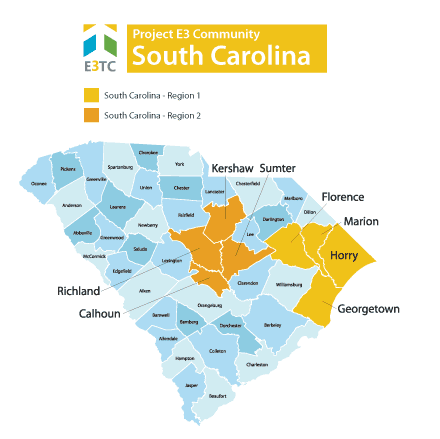 This map shows the Geographic Regions where Project E3 will provide technical assistance.